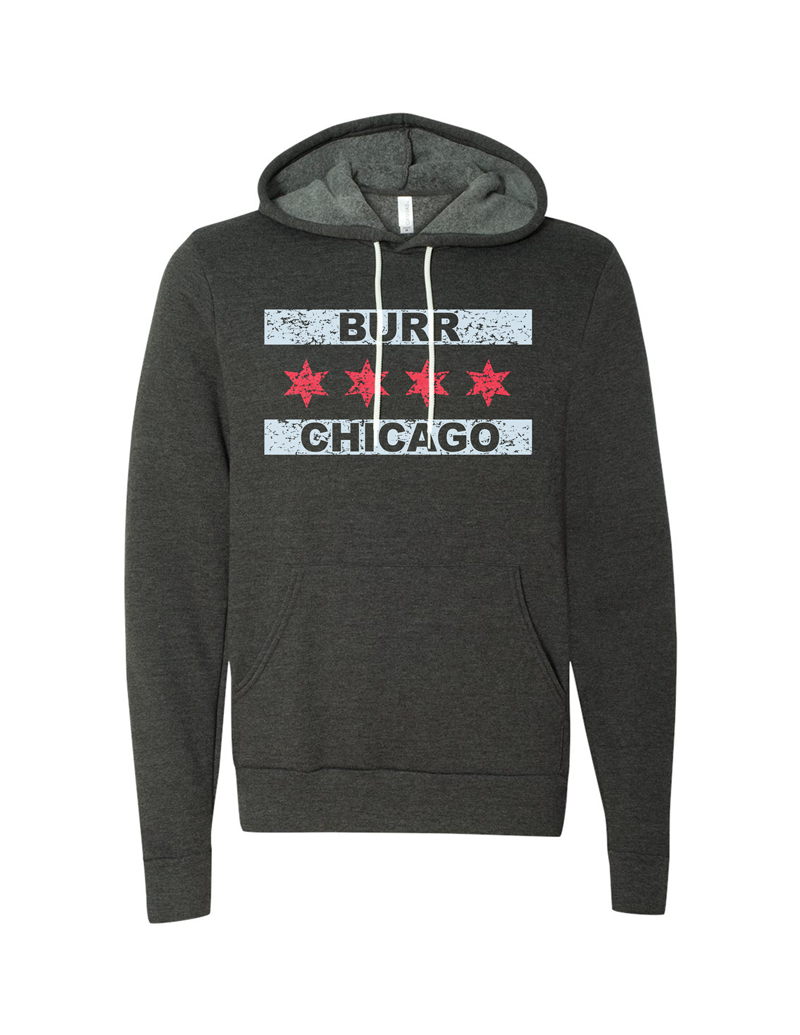 Burr Chicago Flag Hooded Sweatshirt, Charcoal