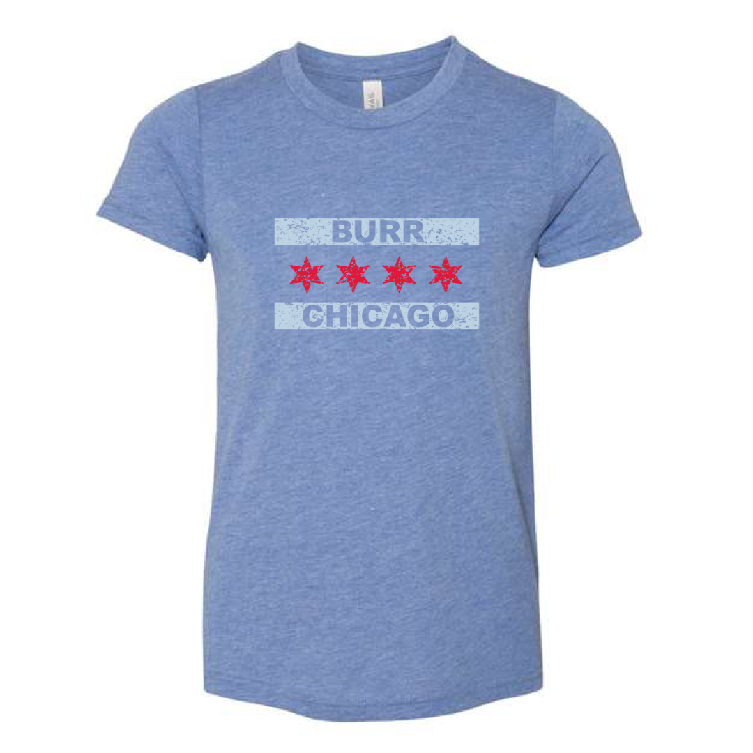 Burr Chicago Flag Kids T-Shirt, Chicago Blue